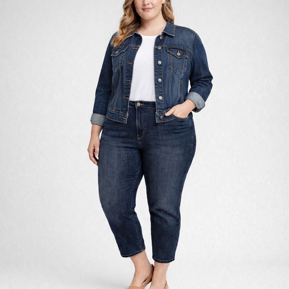 Jones New York Lexington Skinny Crop Jeans Woman Size 20W Blue Denim Dark Wash